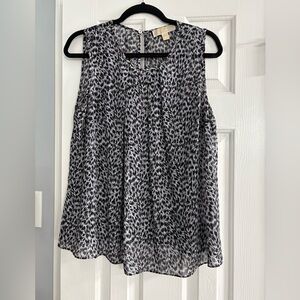 Michael Kors Black and White Sleeveless Relaxed Blouse